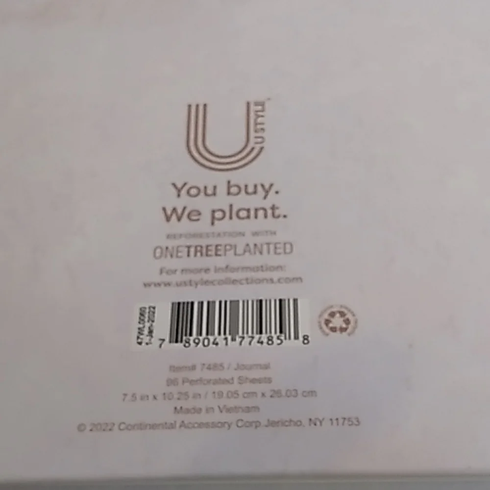 96 Perforated Sheets Journal Hard Back 7.5 x 10.25 inches light Purple w Gold